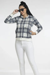 Women’s Plaid Zip-Up Hoodie with “Don’t Worry” Print - ASTRON