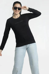 Women’s Embellished Black Sweatshirt for Stylish Comfort - ASTRON