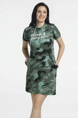 Women's Camouflage Hooded T-Shirt Dress for Effortless Style - ASTRON
