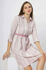 Astron - Polyester V-Neck Midi Dress For Women