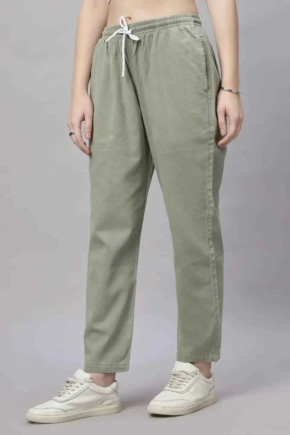 Astron – Tencel Baggy Fit Mid-Waist Pista Green Denim Jeans for Women