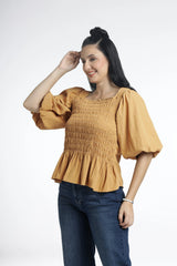 Smocked peplum tops for women