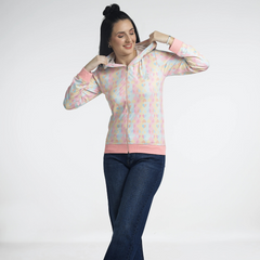 Pastel-colored zip-up hoodie