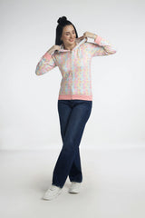 Pastel-colored zip-up hoodie