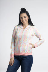 Pastel-colored zip-up hoodie