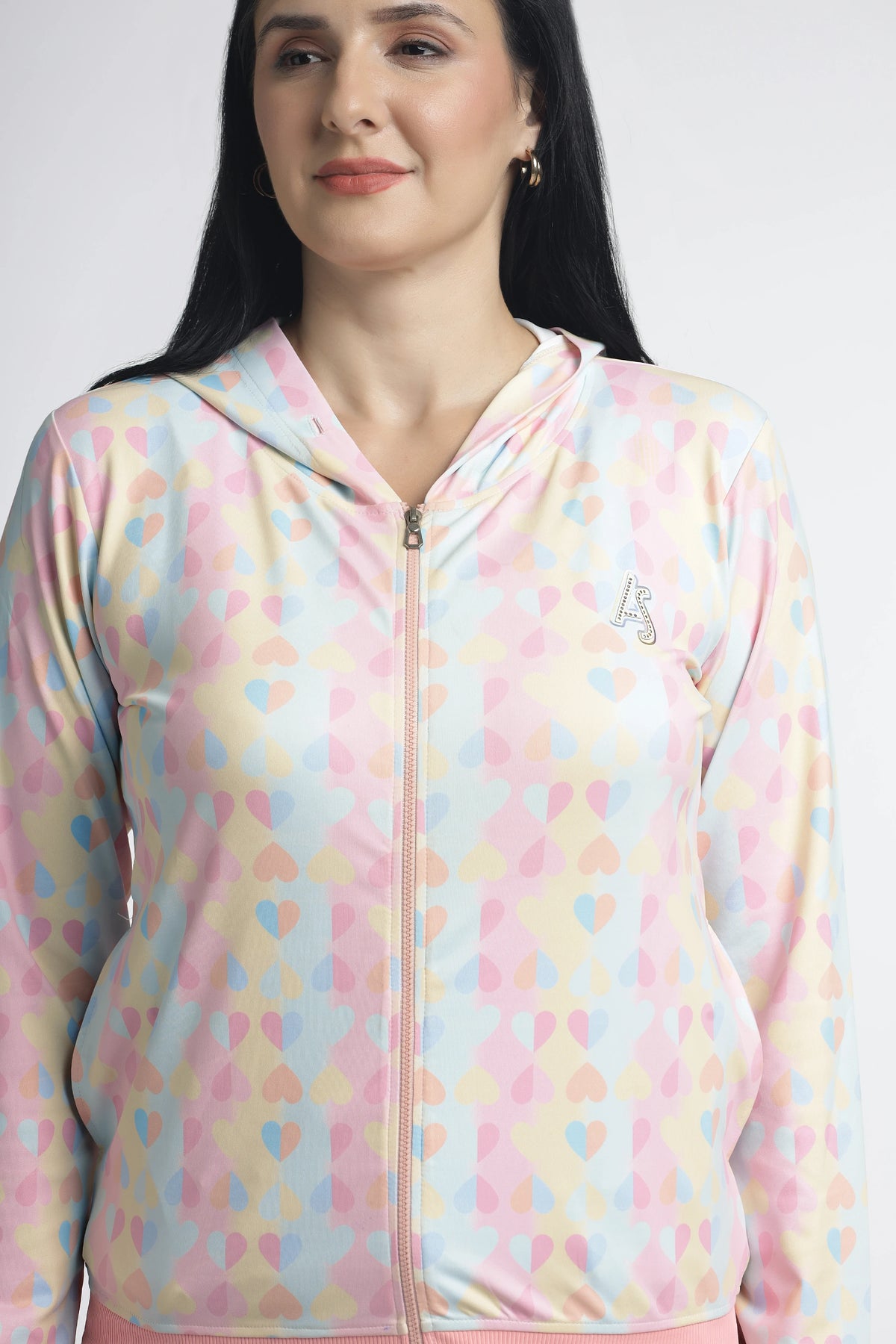 Pastel-colored zip-up hoodie