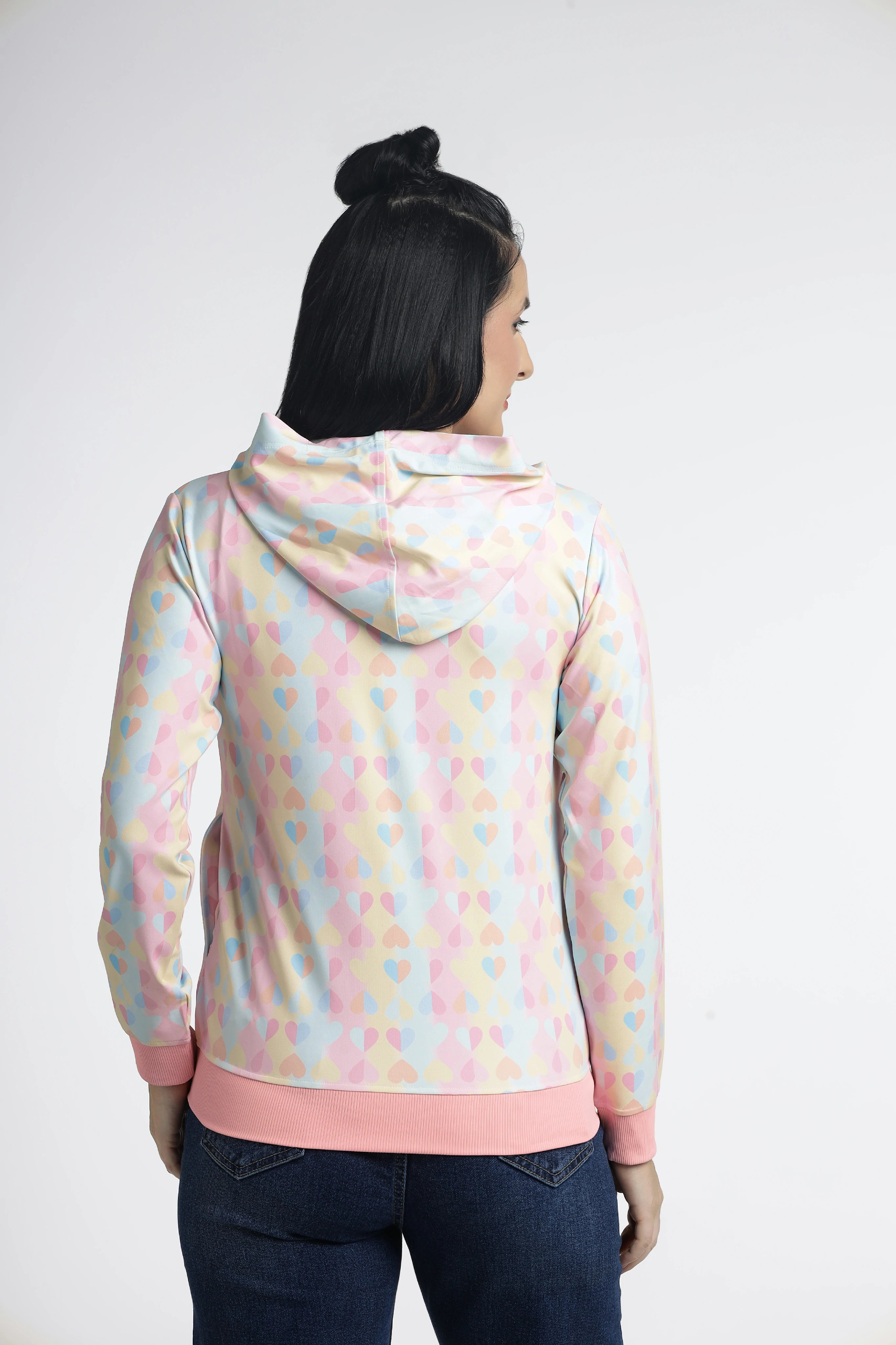 Pastel-colored zip-up hoodie