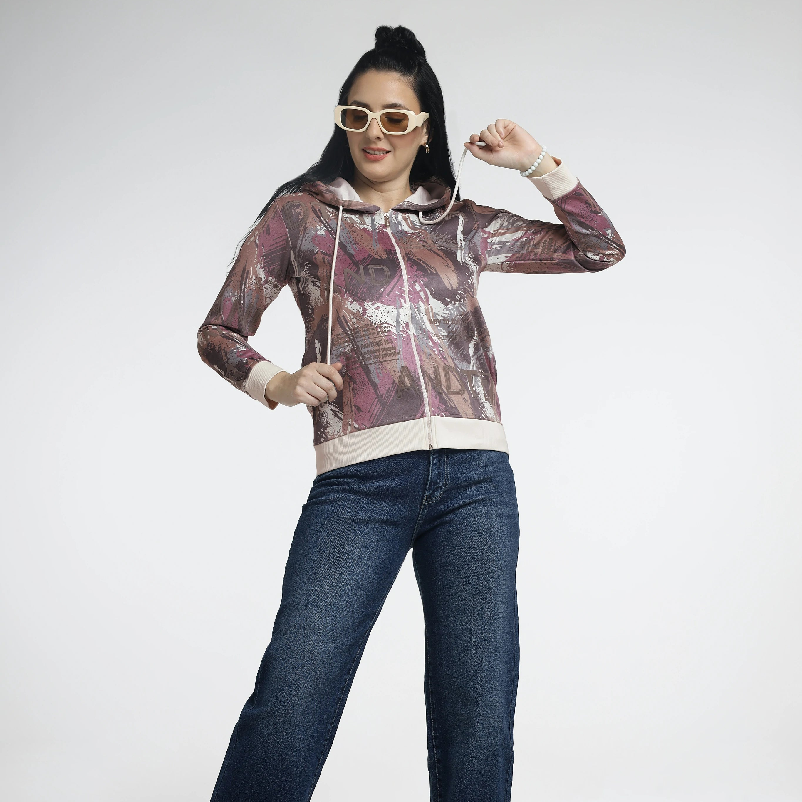 Women’s Printed Zip-Up Hoodie