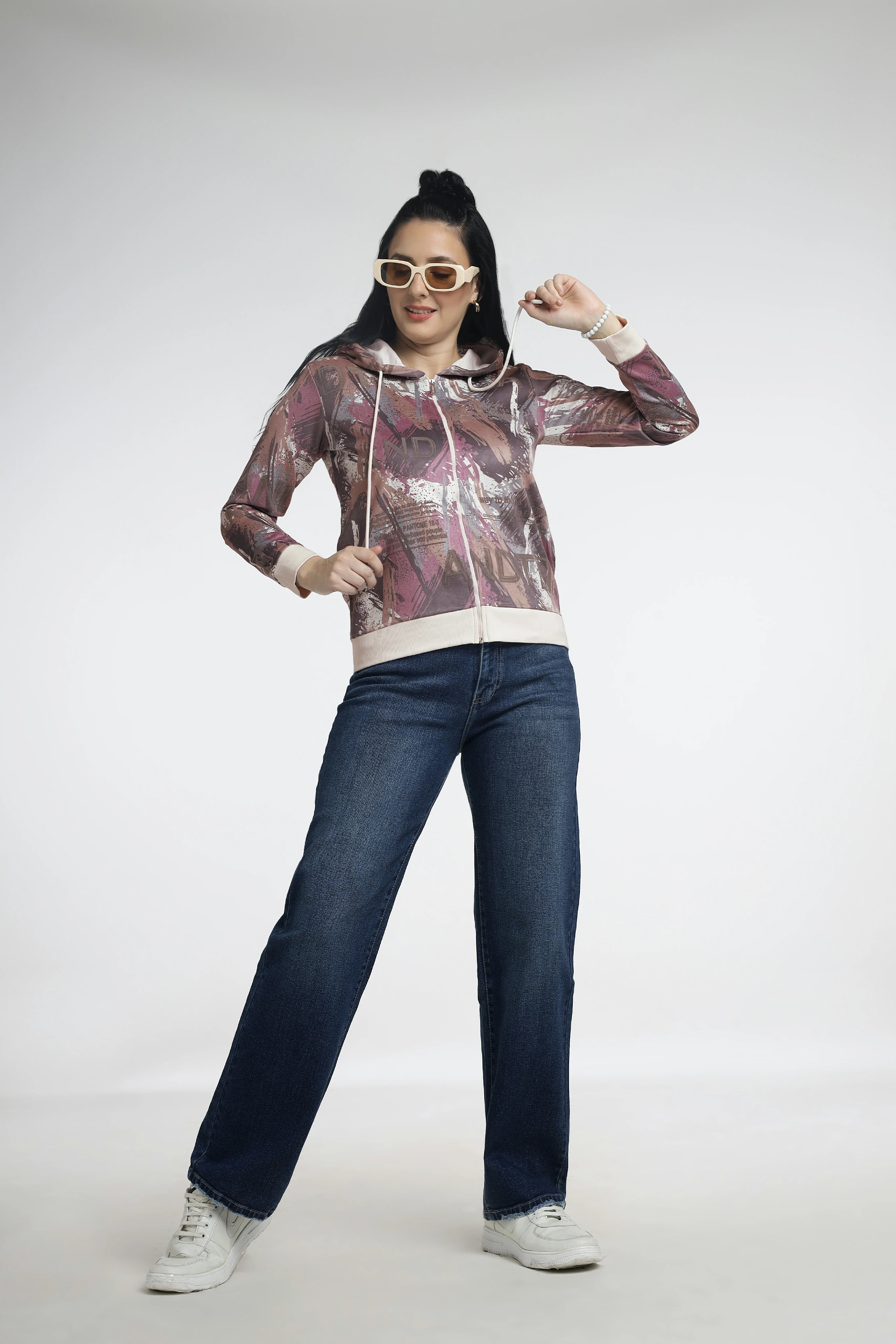 Women’s Printed Zip-Up Hoodie