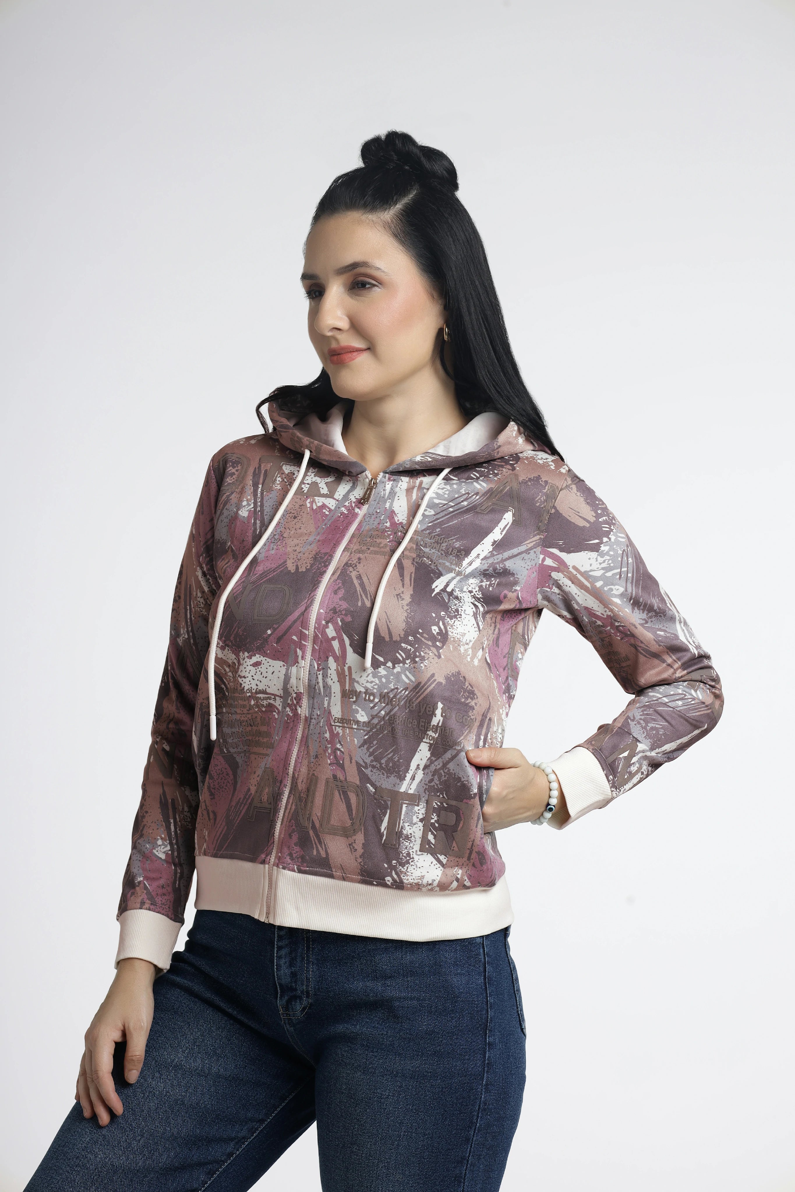 Women’s Printed Zip-Up Hoodie