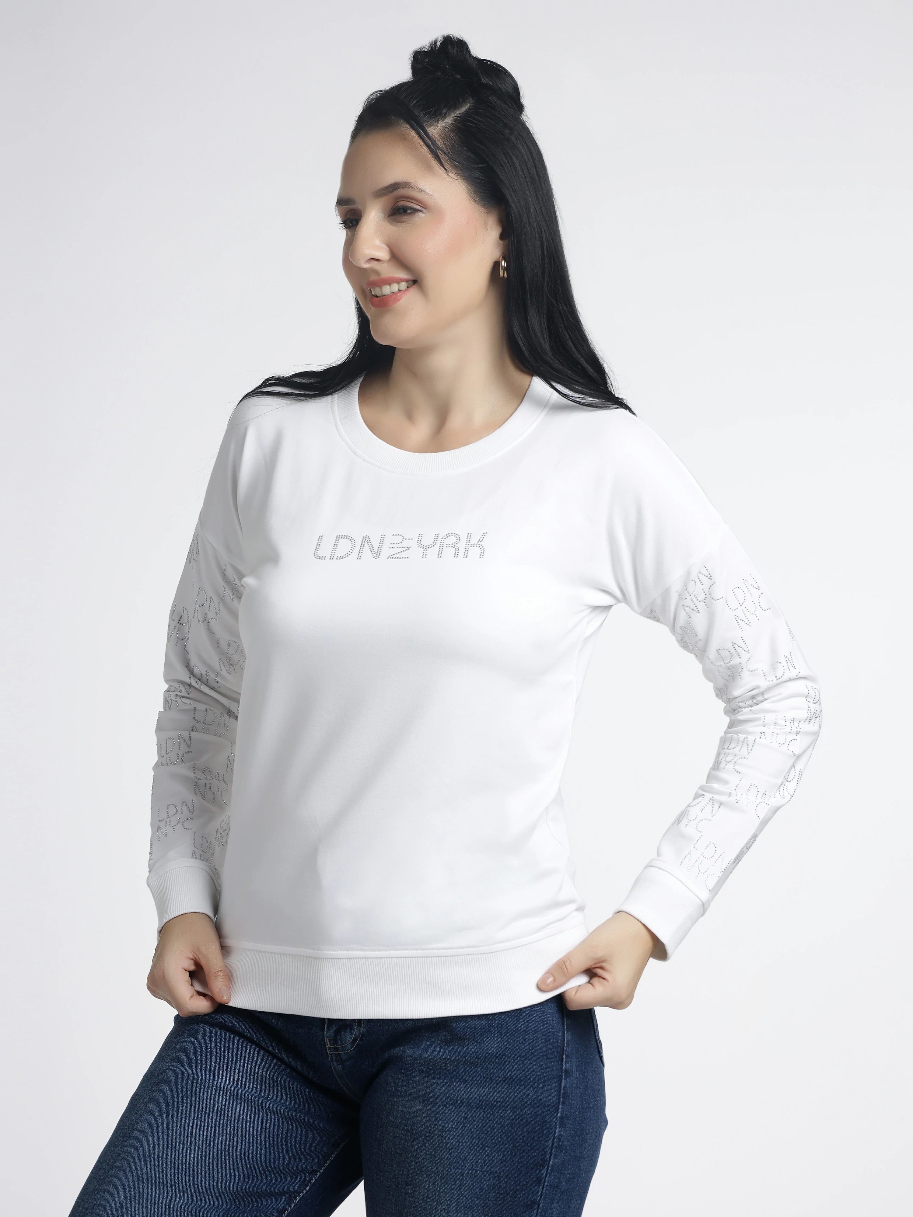 Women’s Stud/Diamond Full Sleeve Sweatshirt