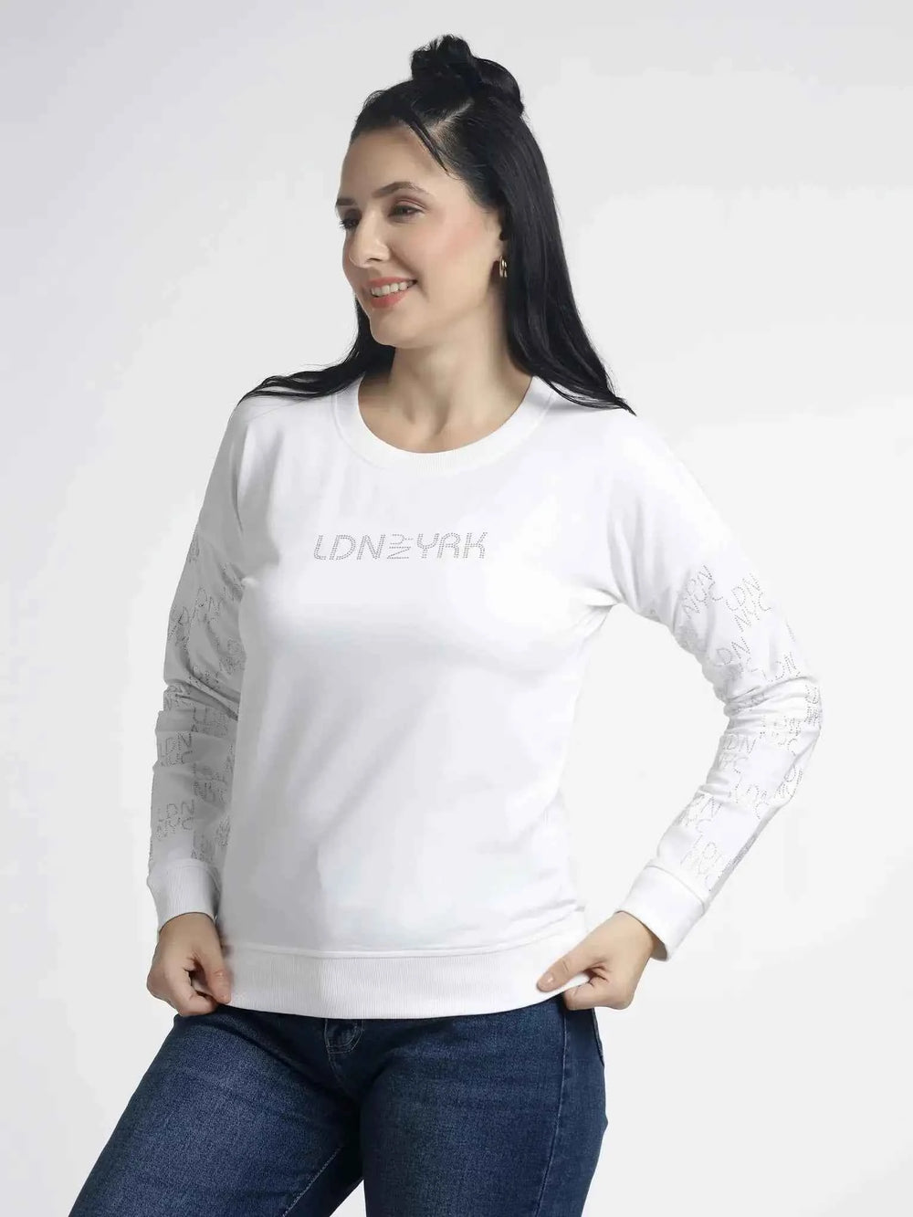 Women’s Stud/Diamond Full Sleeve Sweatshirt