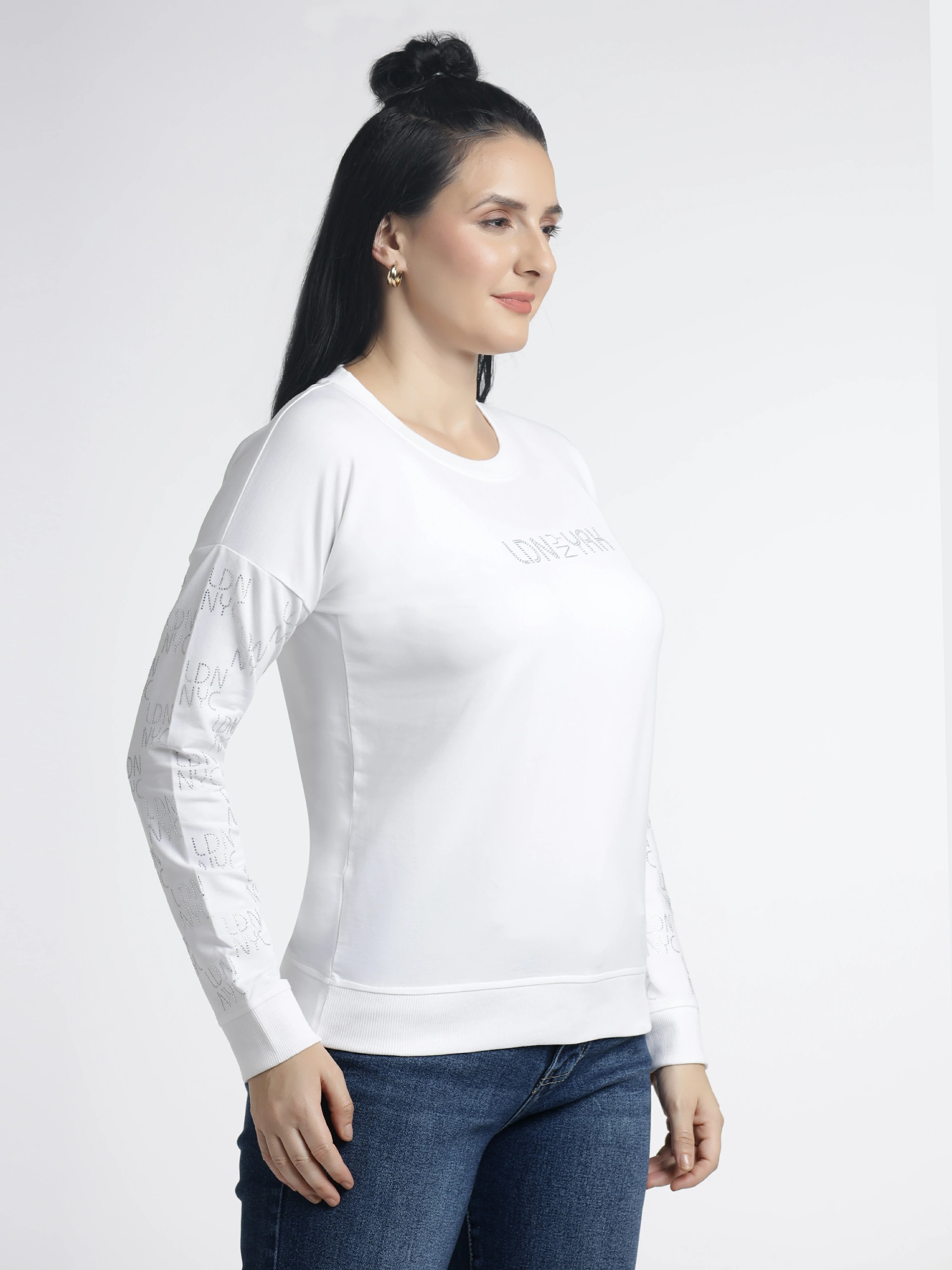 Women’s Stud/Diamond Full Sleeve Sweatshirt