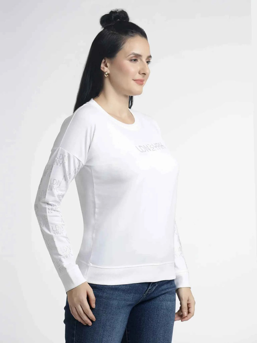 Women’s Stud/Diamond Full Sleeve Sweatshirt