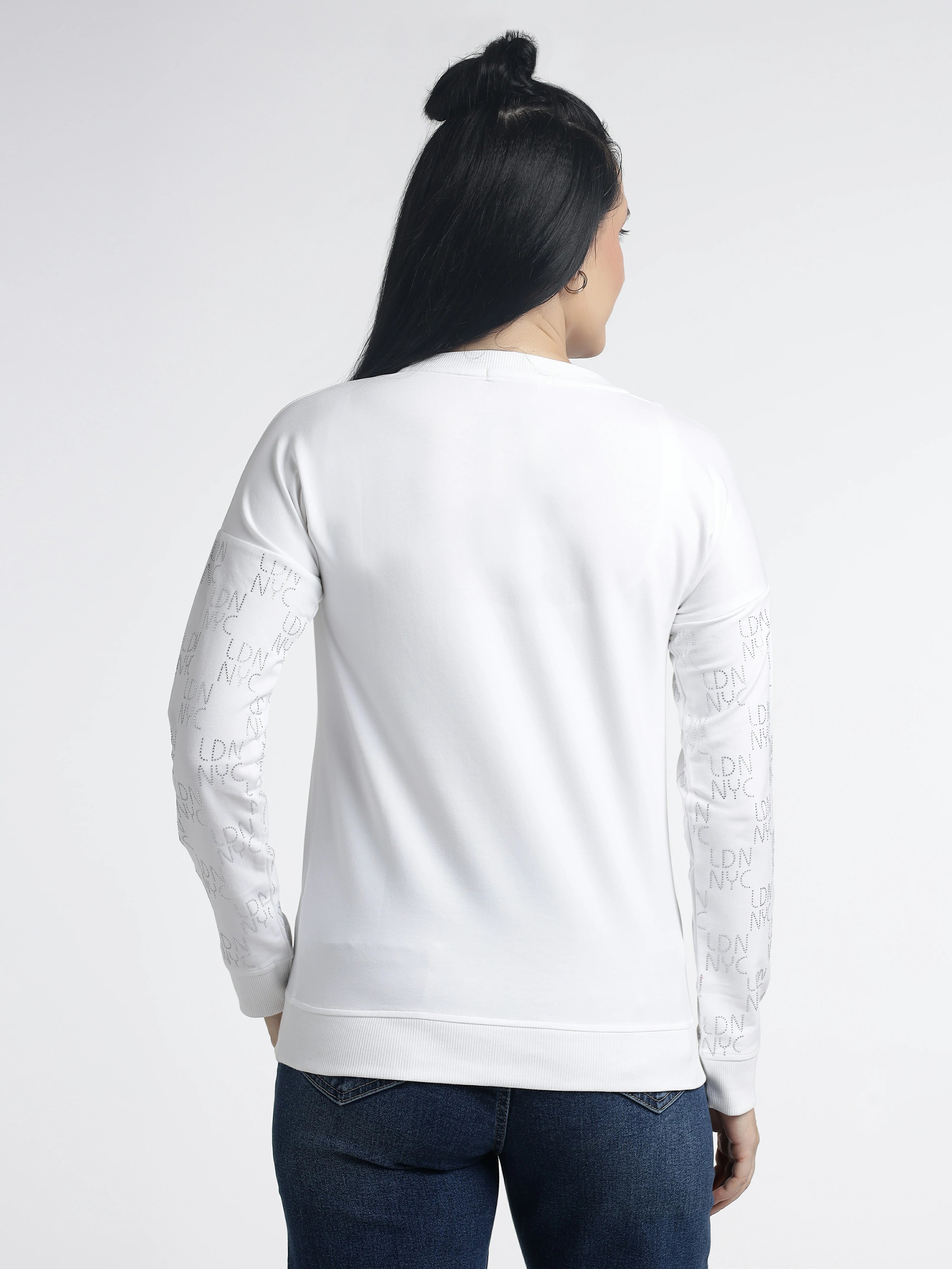 Women’s Stud/Diamond Full Sleeve Sweatshirt