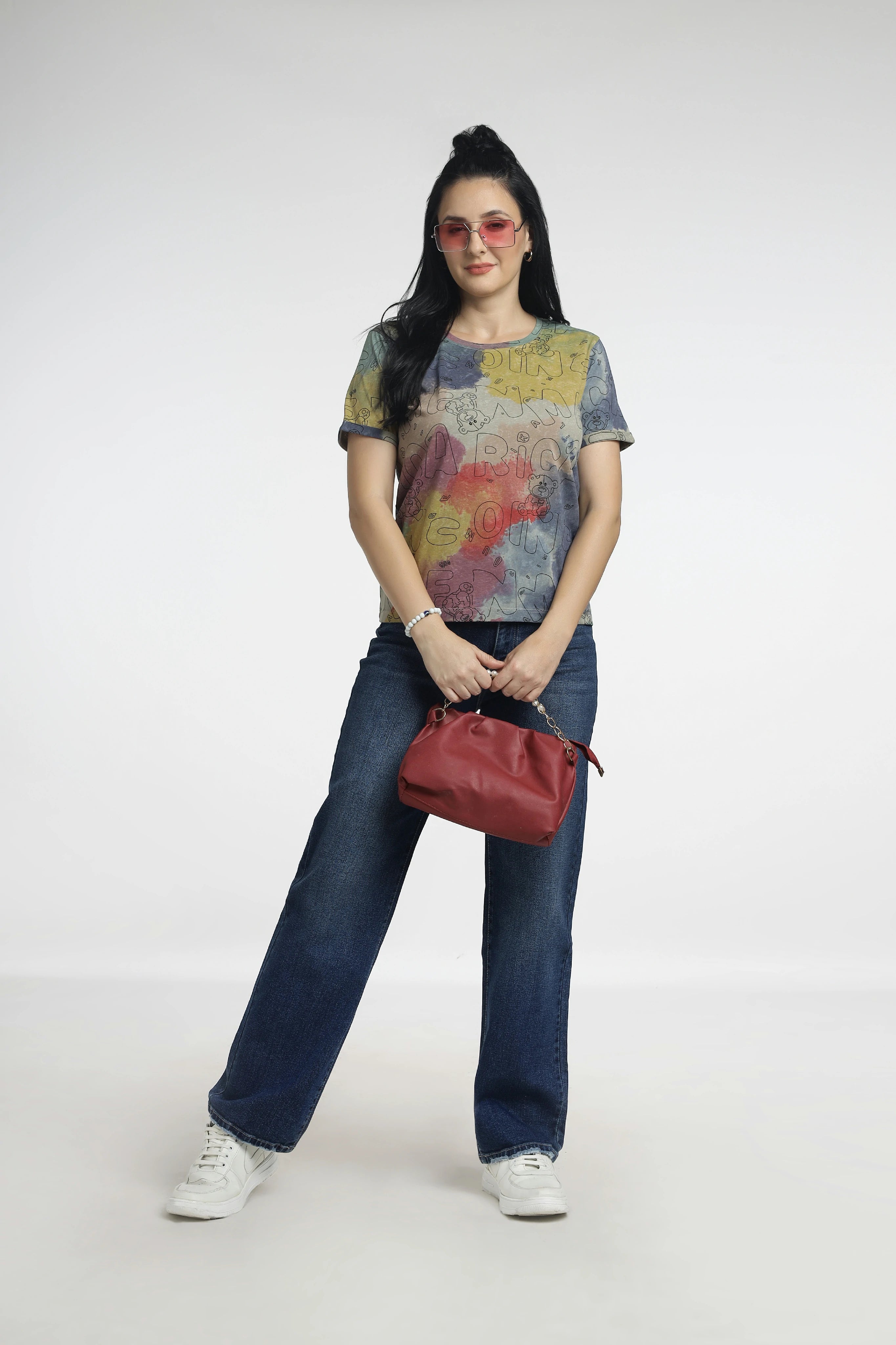 Women’s Multicolor Graphic Printed T-Shirt