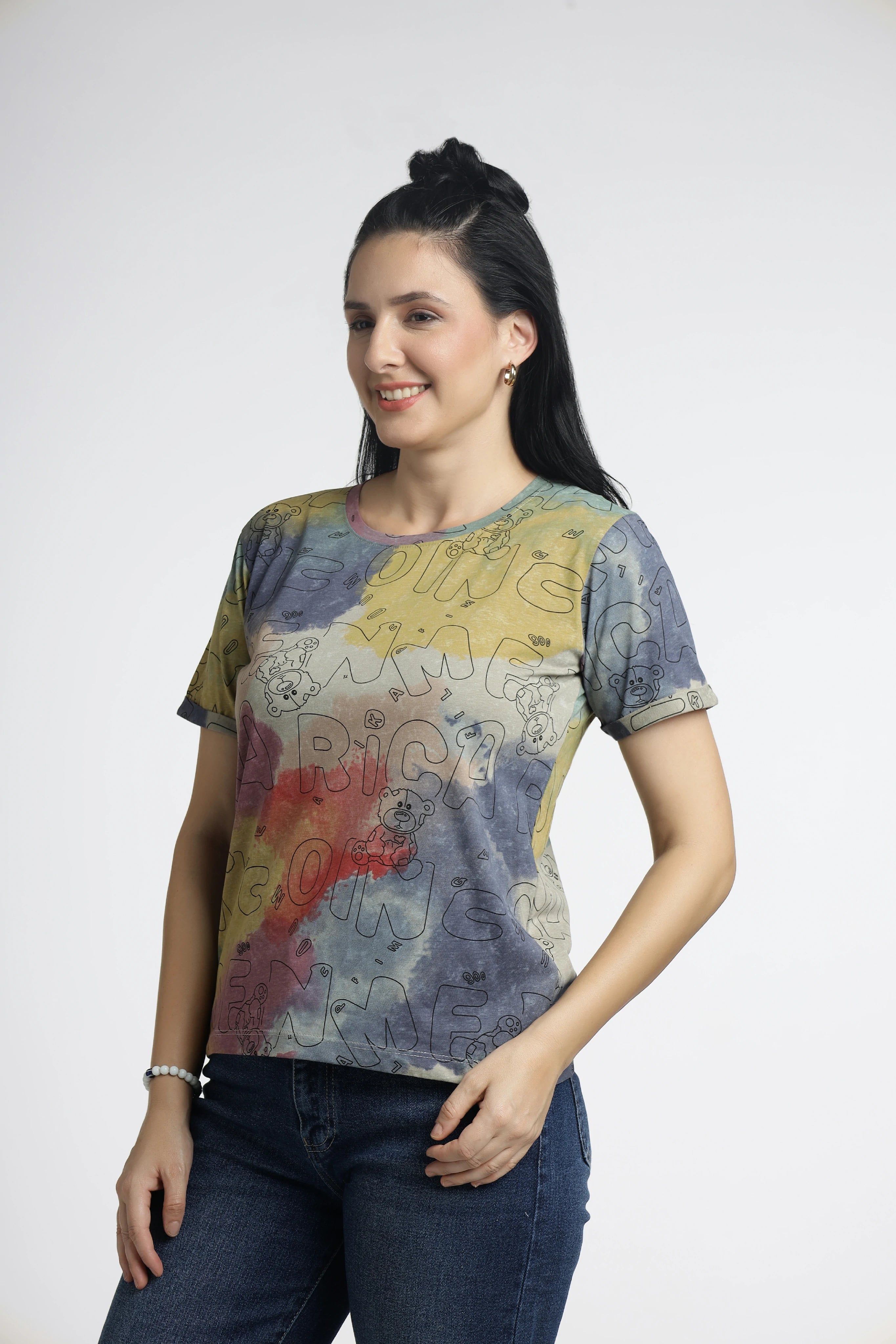 Women’s Multicolor Graphic Printed T-Shirt