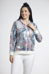Women’s Multicolor Abstract Printed Zip-Up Hoodie