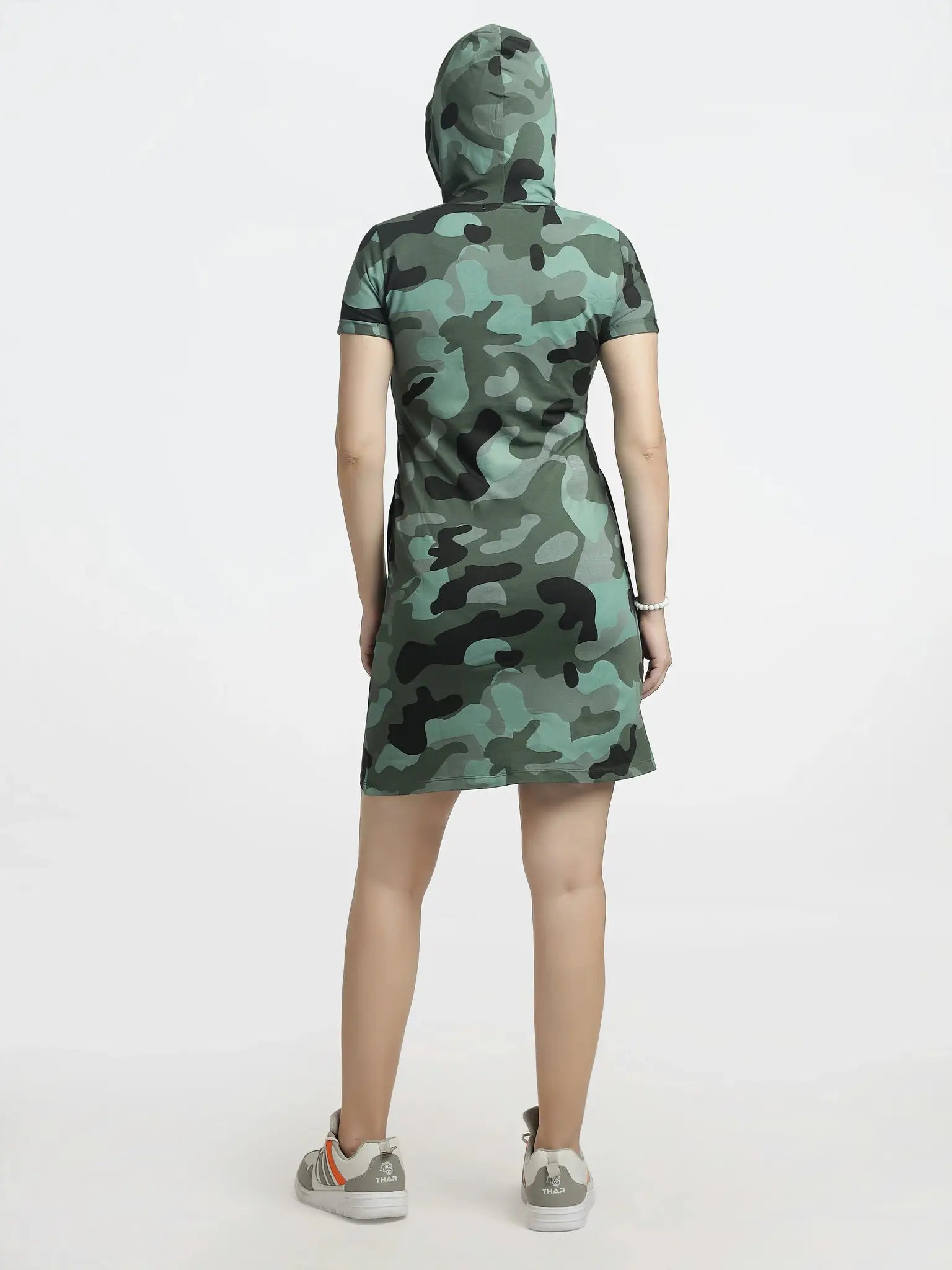 Women's Camouflage Hooded T-Shirt Dress for Effortless Style - ASTRON