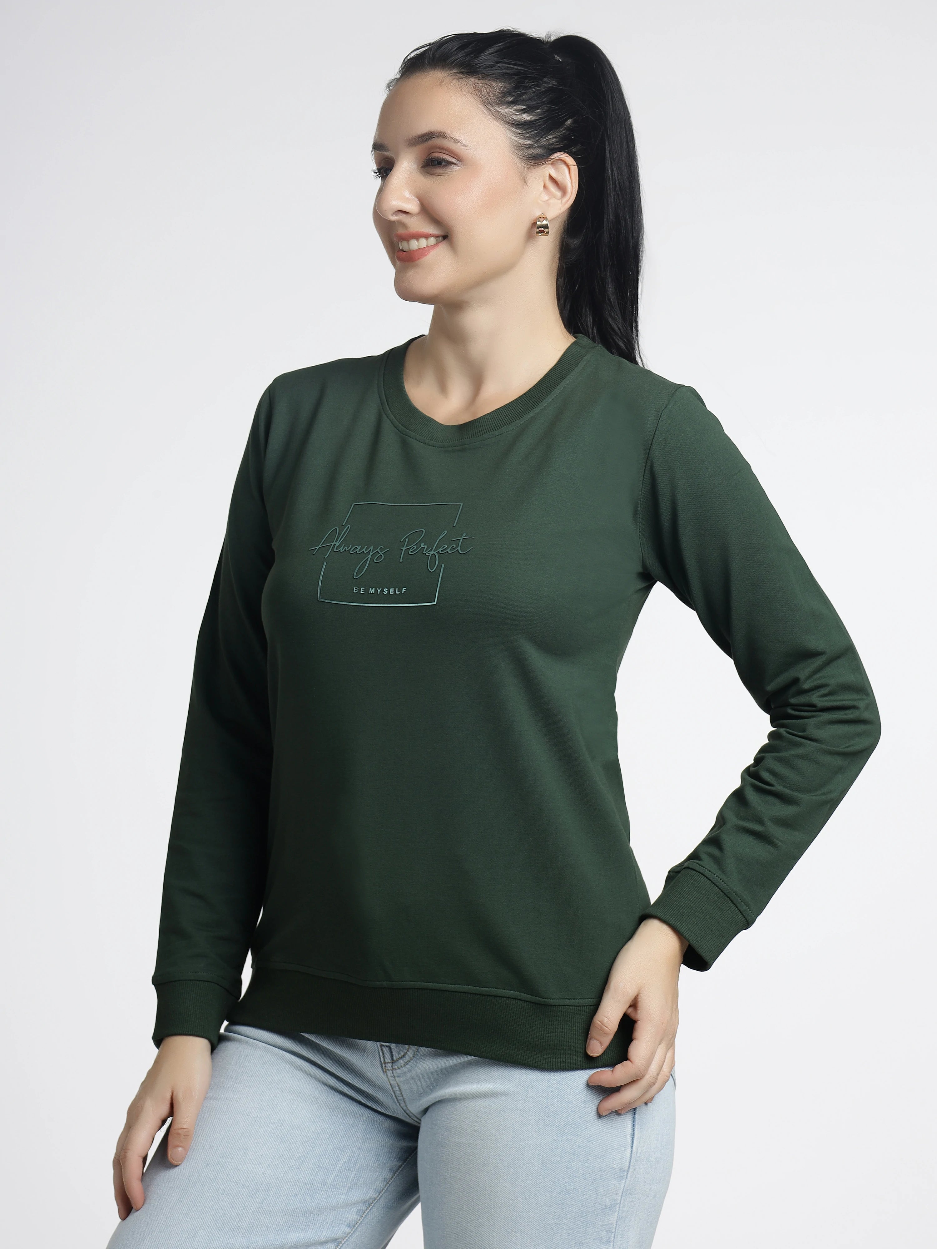Women’s Green Printed Full-Sleeve Top