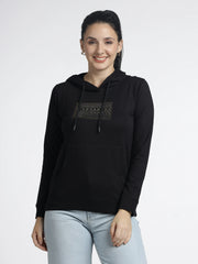 Women’s Black Printed Hoodie