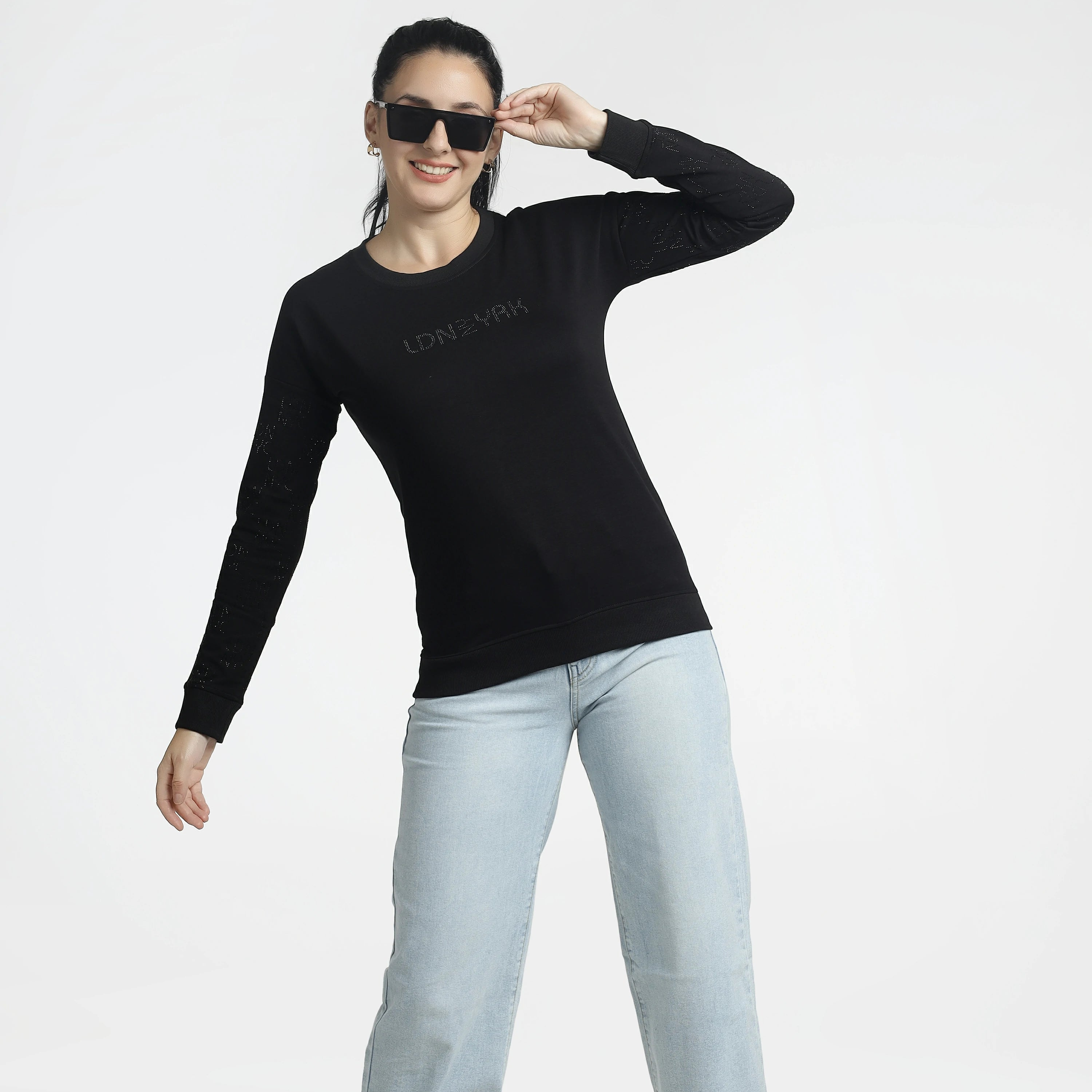 Women’s Black Embellished Sweatshirt
