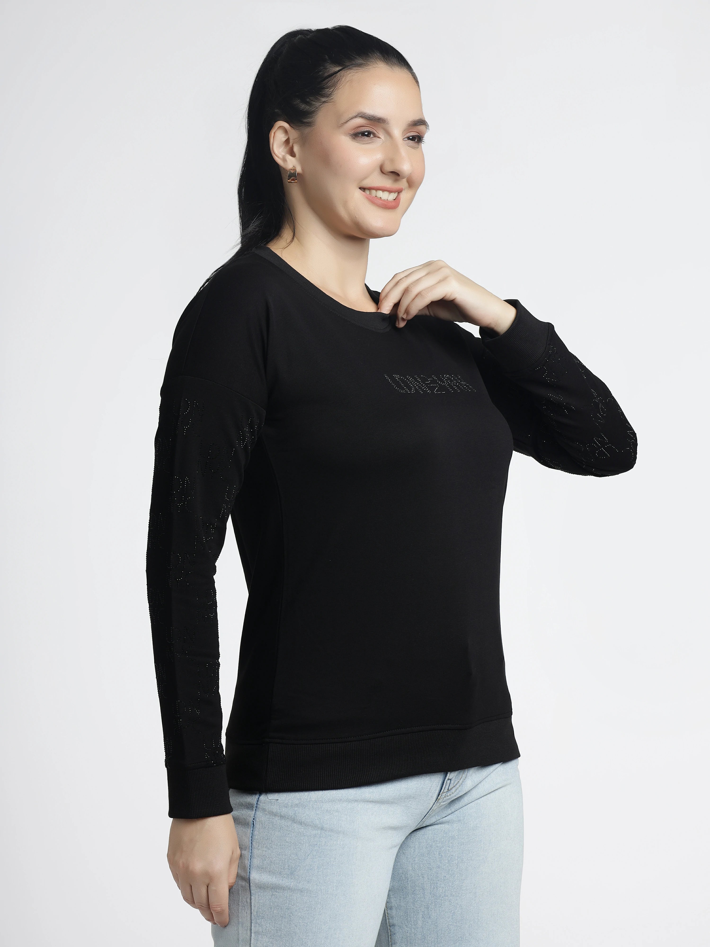 Women’s Black Embellished Sweatshirt
