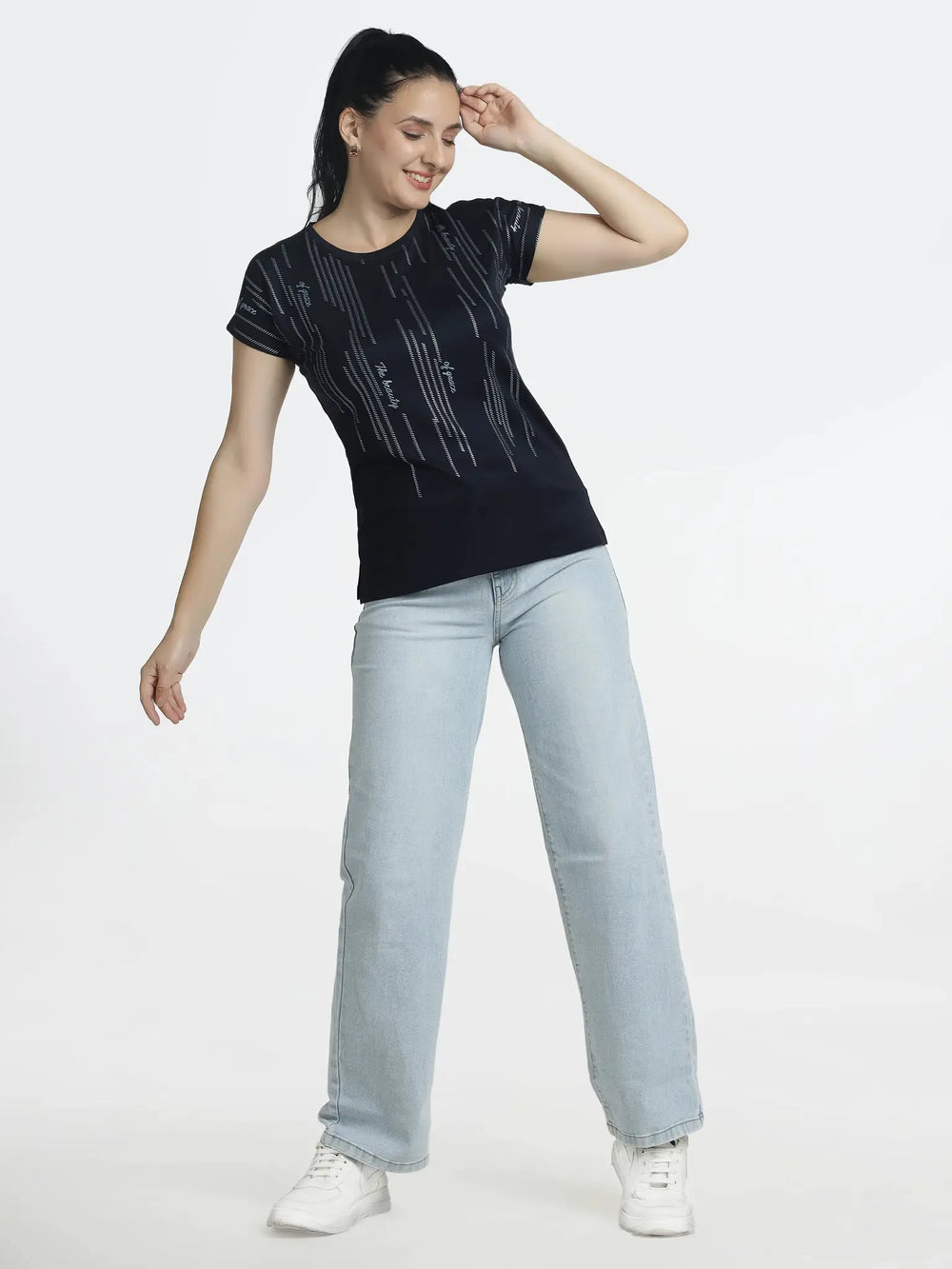 Women's Abstract Line-Print Tee for Stylish Comfort and Versatile Fashion - ASTRON