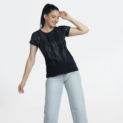 Women’s Abstract Line-Print Round-Neck Tee