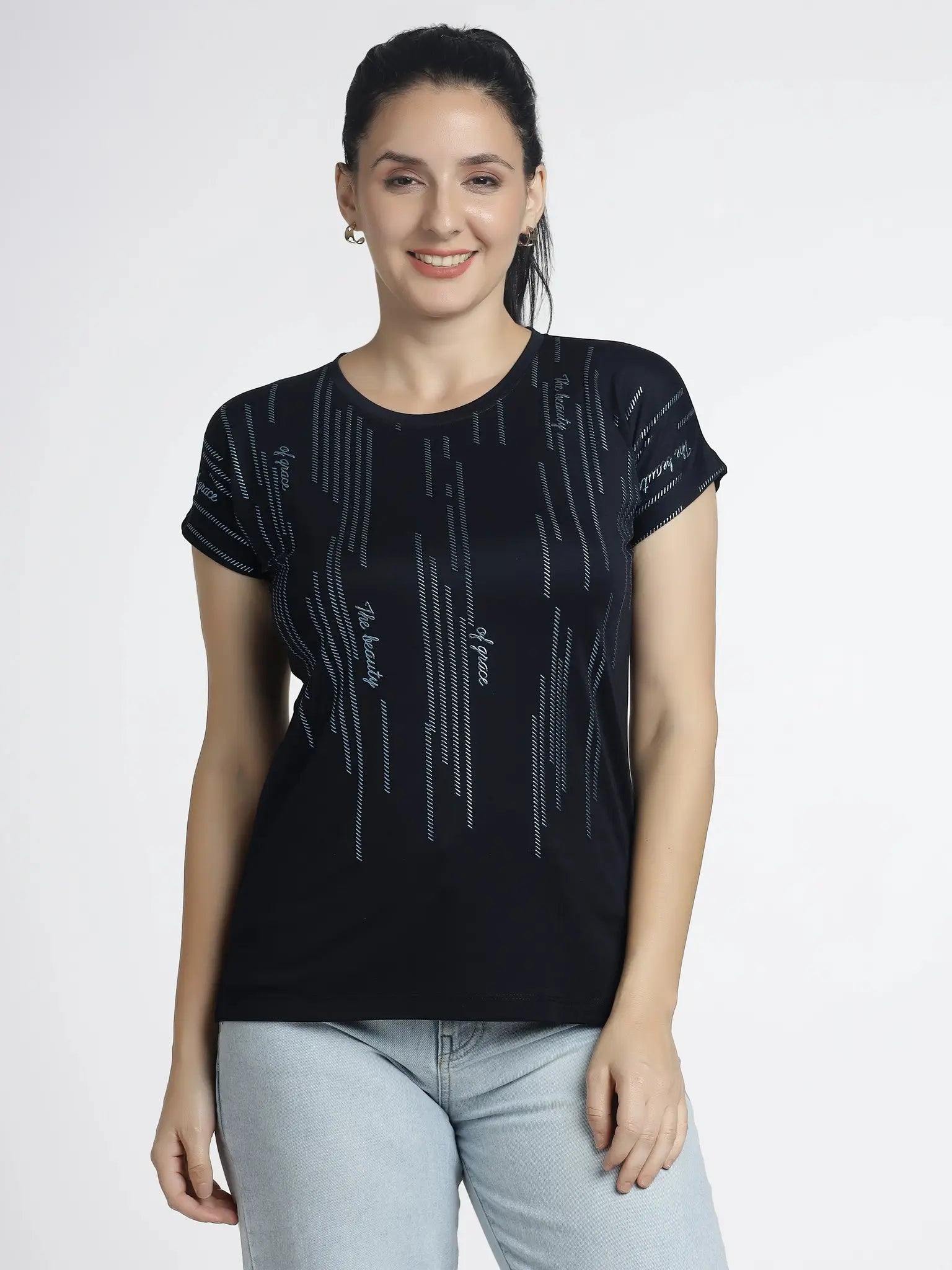 Women's Abstract Line-Print Tee for Stylish Comfort and Versatile Fashion - ASTRON