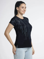 Women's Abstract Line-Print Tee for Stylish Comfort and Versatile Fashion - ASTRON