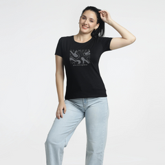 Women’s Printed T-Shirt-Glamour Embroidered Round-Neck Tee