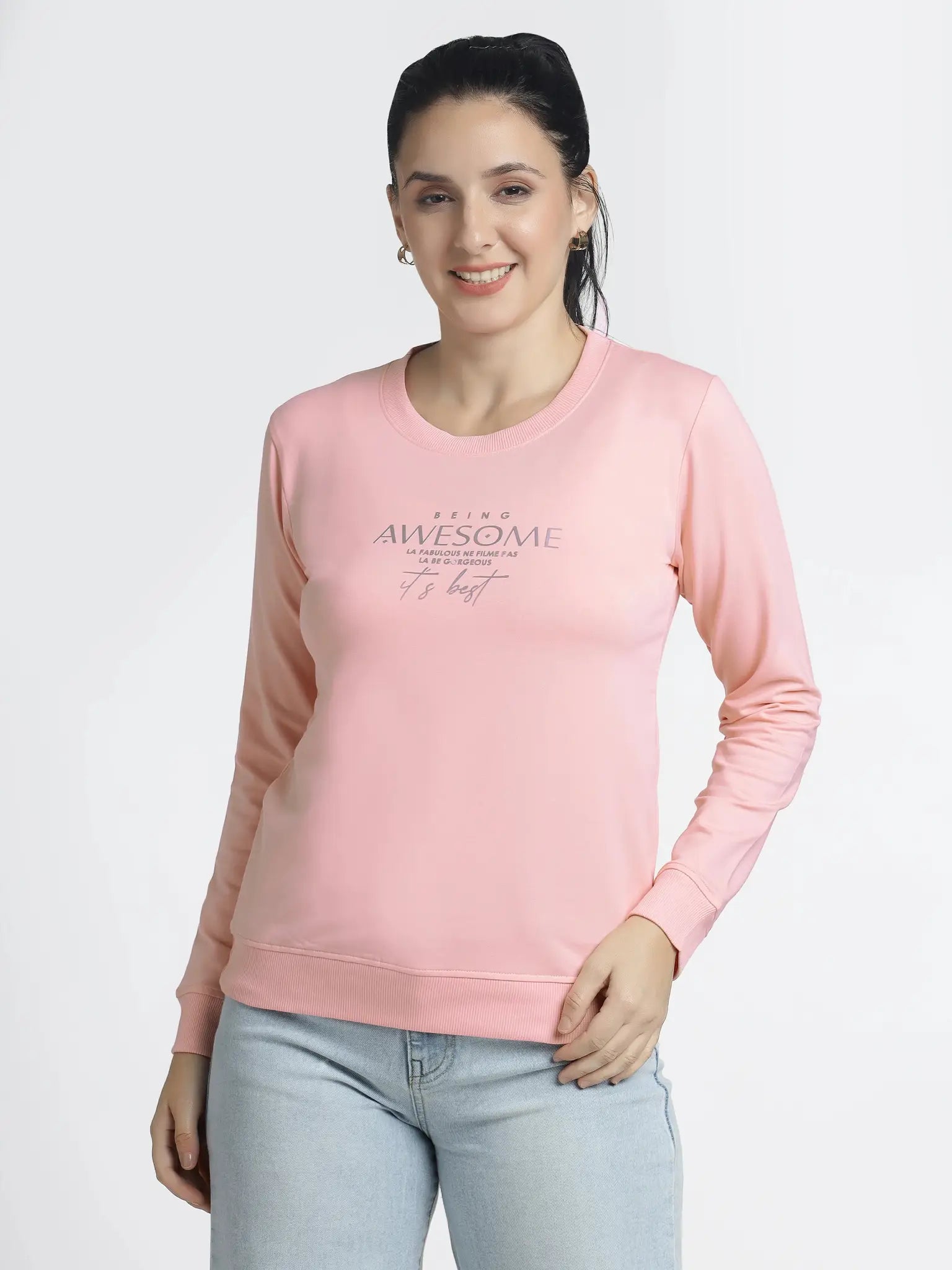 Womens Printed Sweatshirt - Being Awesome - ASTRON