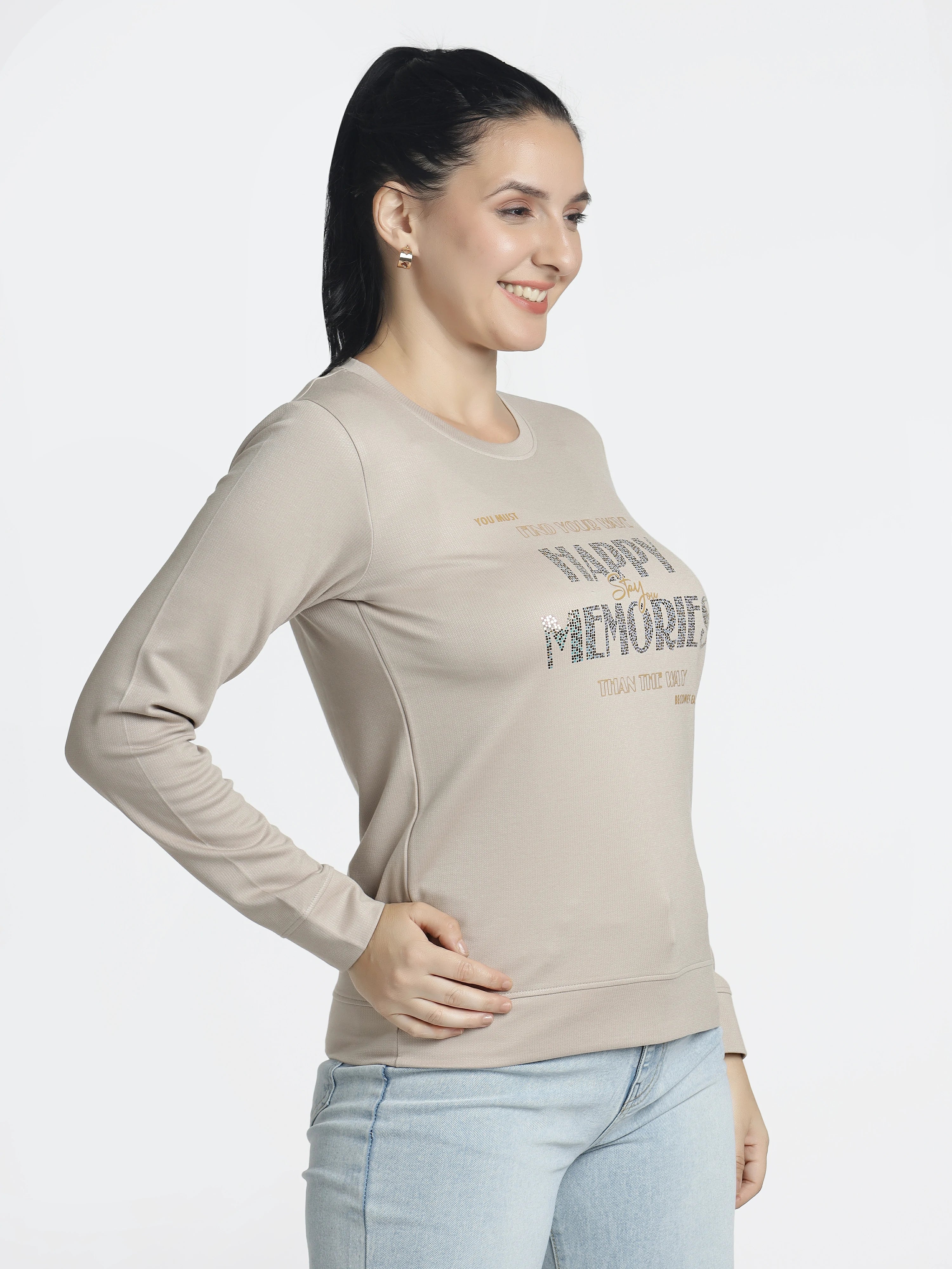 Women’s Printed Full Sleeves T-Shirt “Happy Memories”