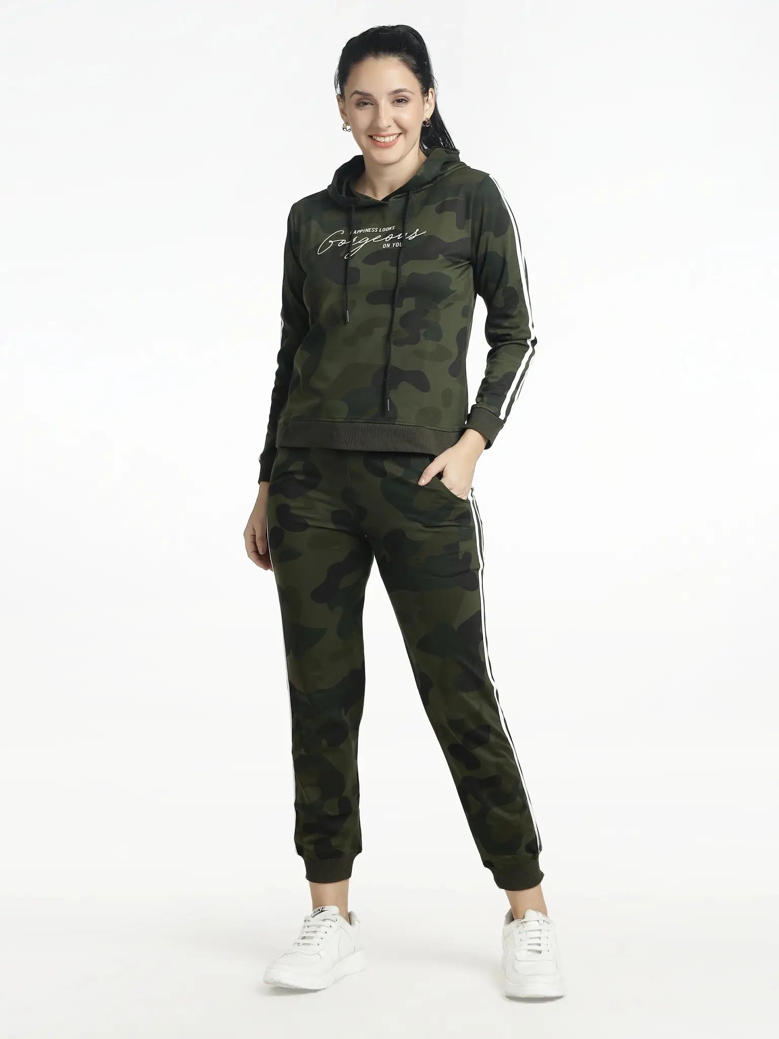 Women's Camouflage Tracksuit Set - Printed Hoodie & Jogger Set - ASTRON