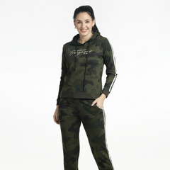 Women’s Tracksuit Set-Camouflage Printed Hoodie & Jogger Set