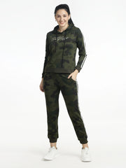 Women’s Tracksuit Set-Camouflage Printed Hoodie & Jogger Set