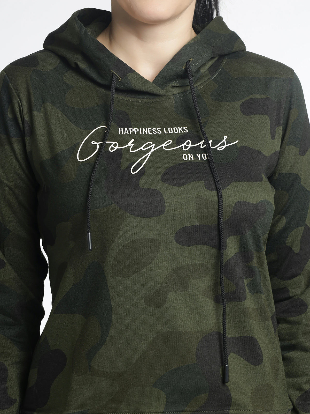 Women’s Tracksuit Set-Camouflage Printed Hoodie & Jogger Set
