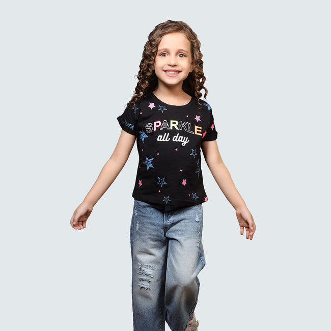 Sparkle Print Girl T-shirt - ASTRON