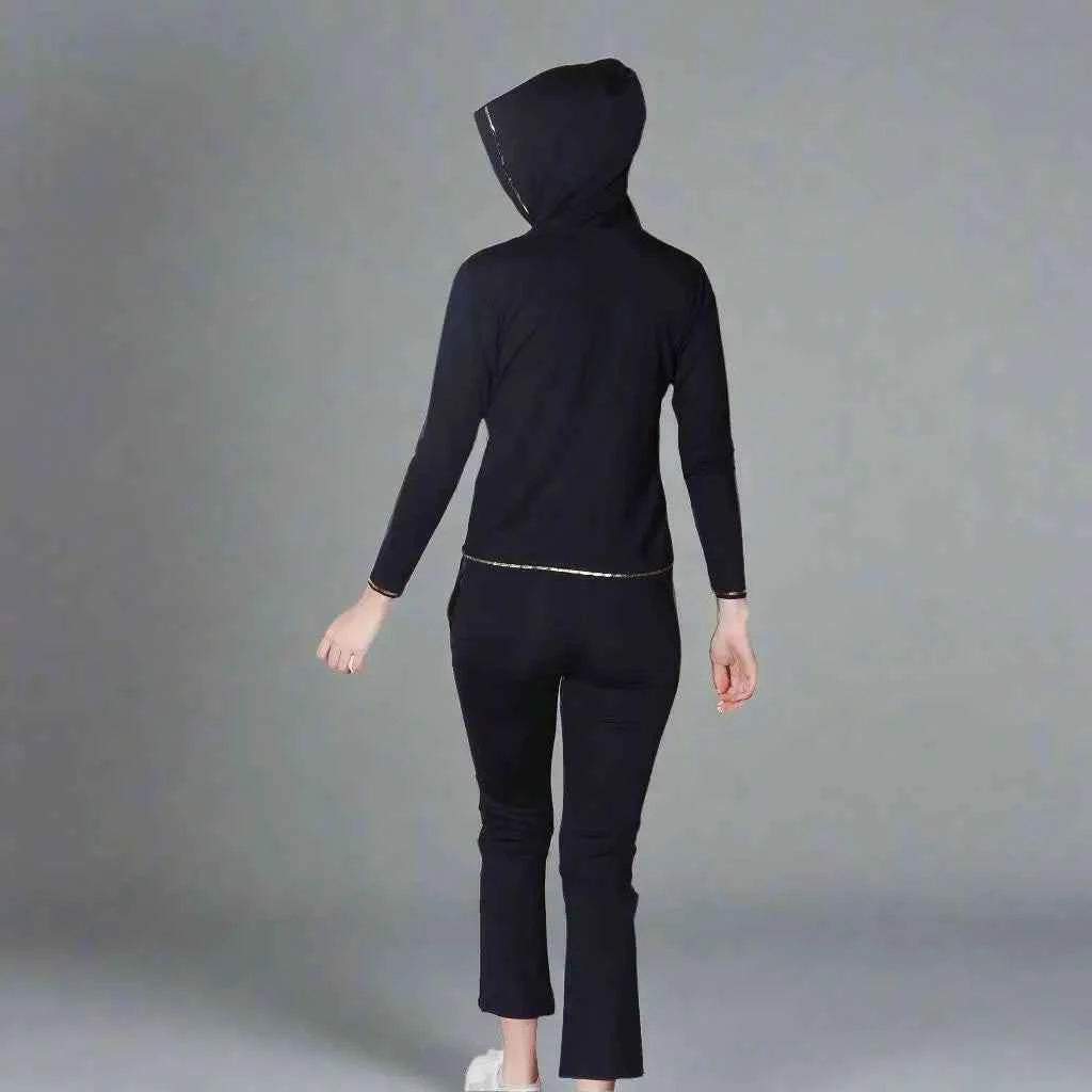Blue Color Full Sleeve Hoodie with pant Ladies Co-ord Set