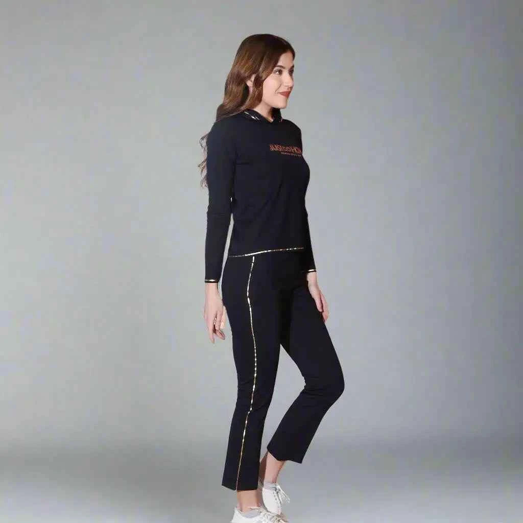 Blue Color Full Sleeve Hoodie with pant Ladies Co-ord Set