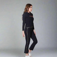 Blue Color Full Sleeve Hoodie with pant Ladies Co-ord Set
