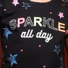 Sparkle Print Girl's Round Neck Half Sleeves T-shirt