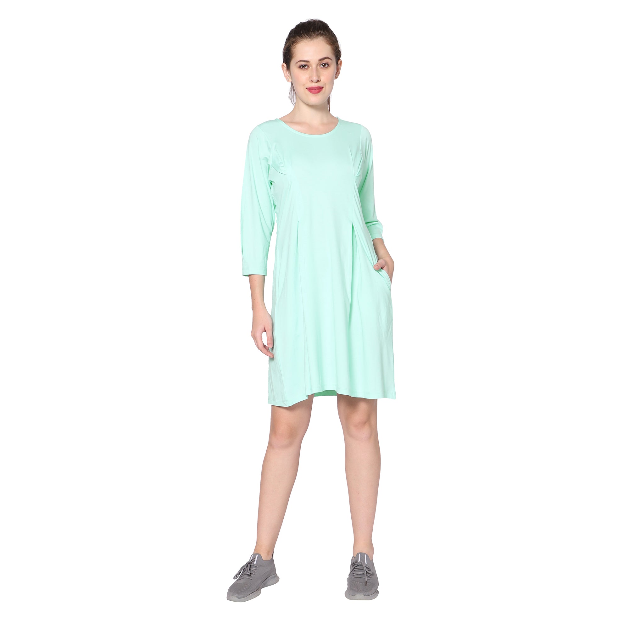 Round Neck knee length Dress.