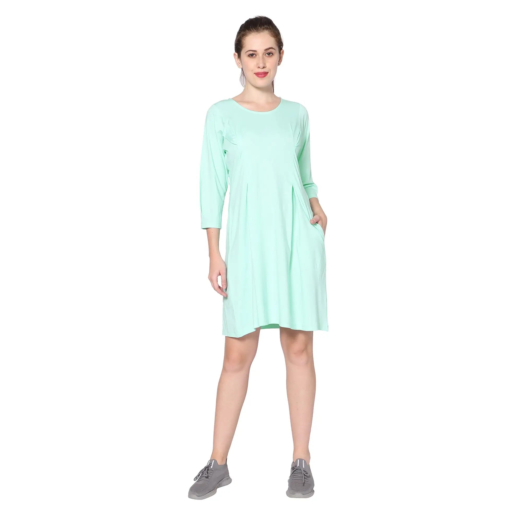 Round Neck knee length Dress.