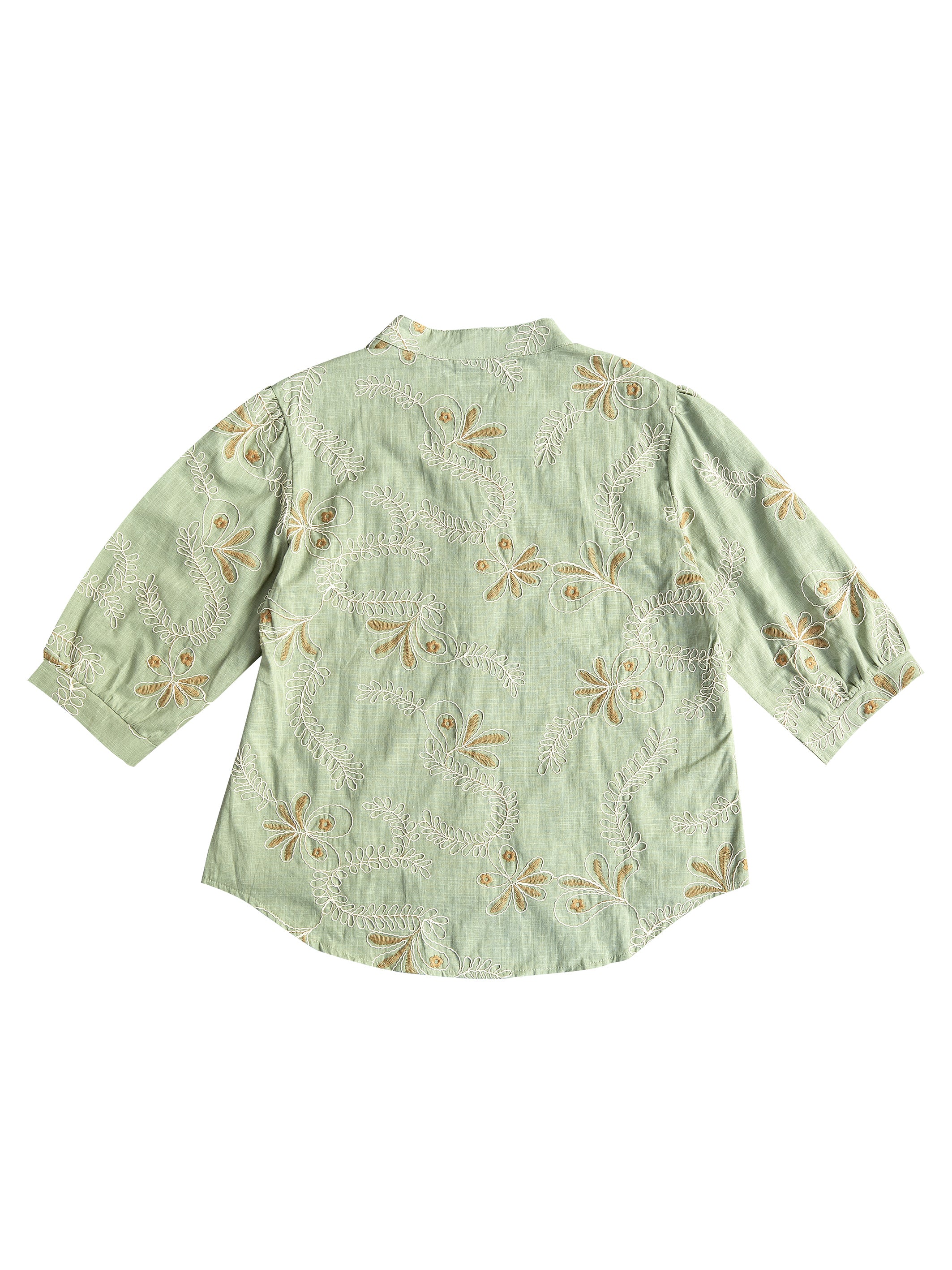 Astron- Tropical Leaf Cotton Button-Down Shirt For Women