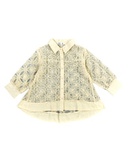 Astron –  Lace Shirt with Geometric Floral Overlay