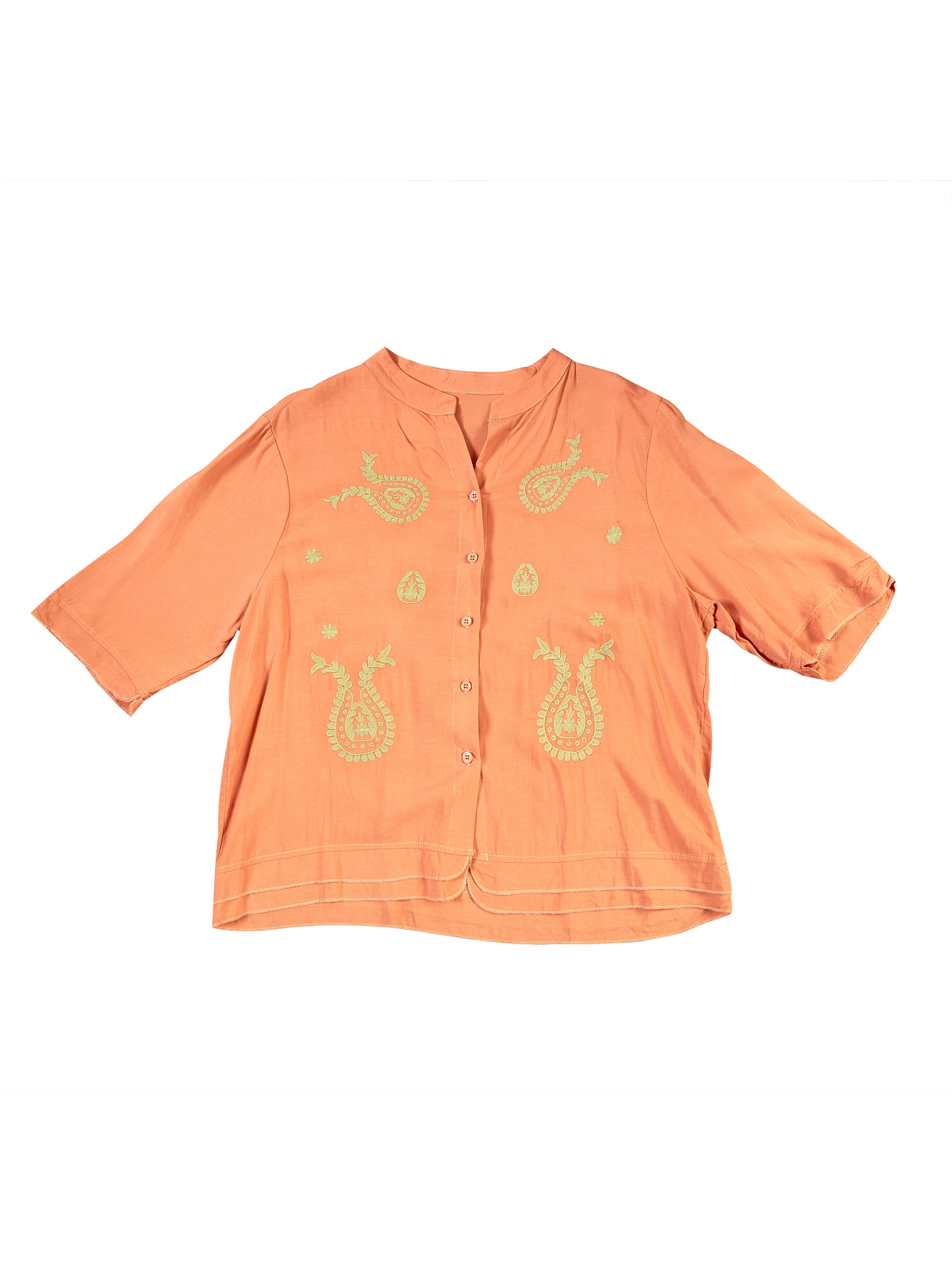 Astron – Shirt with Golden Paisley Embroidery