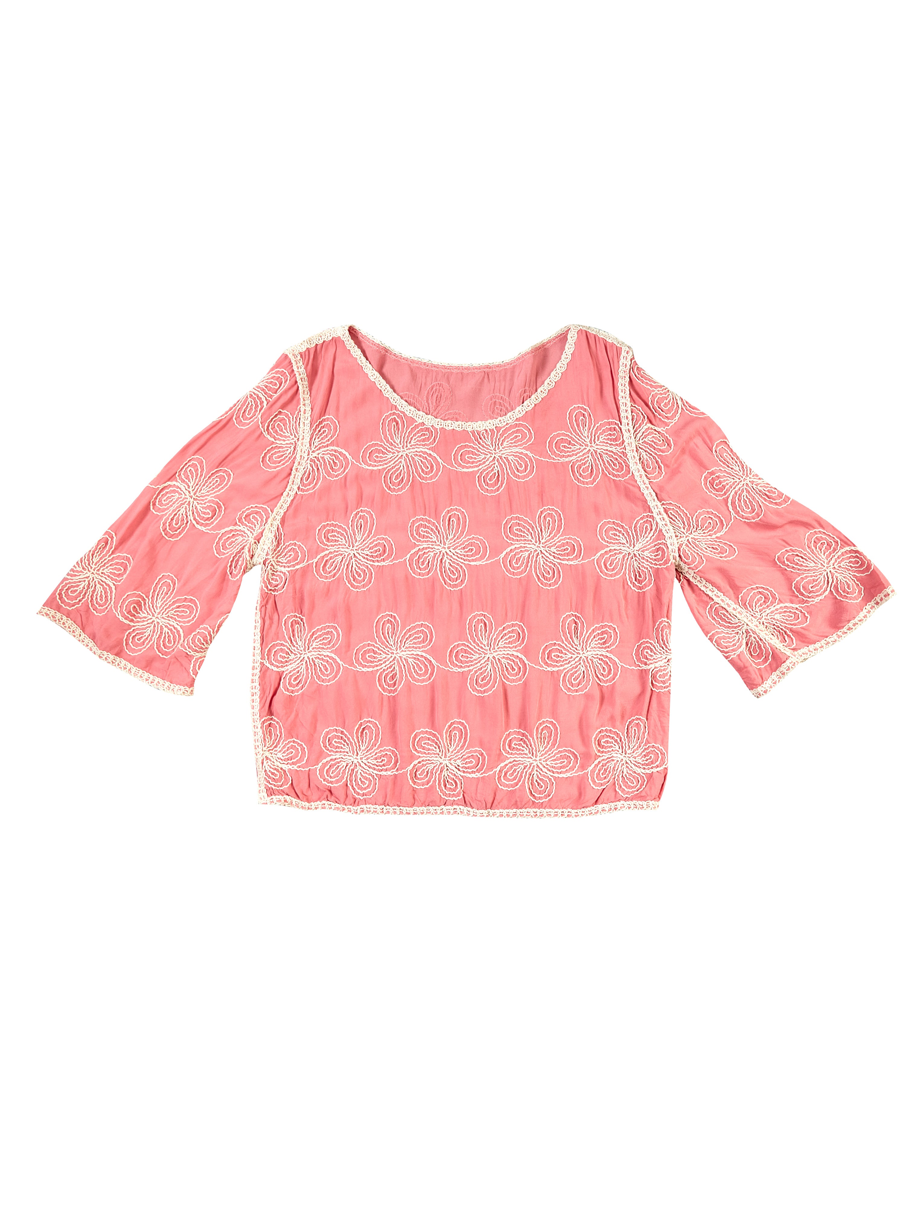 Astron – Crop Top with White Floral Embroidery