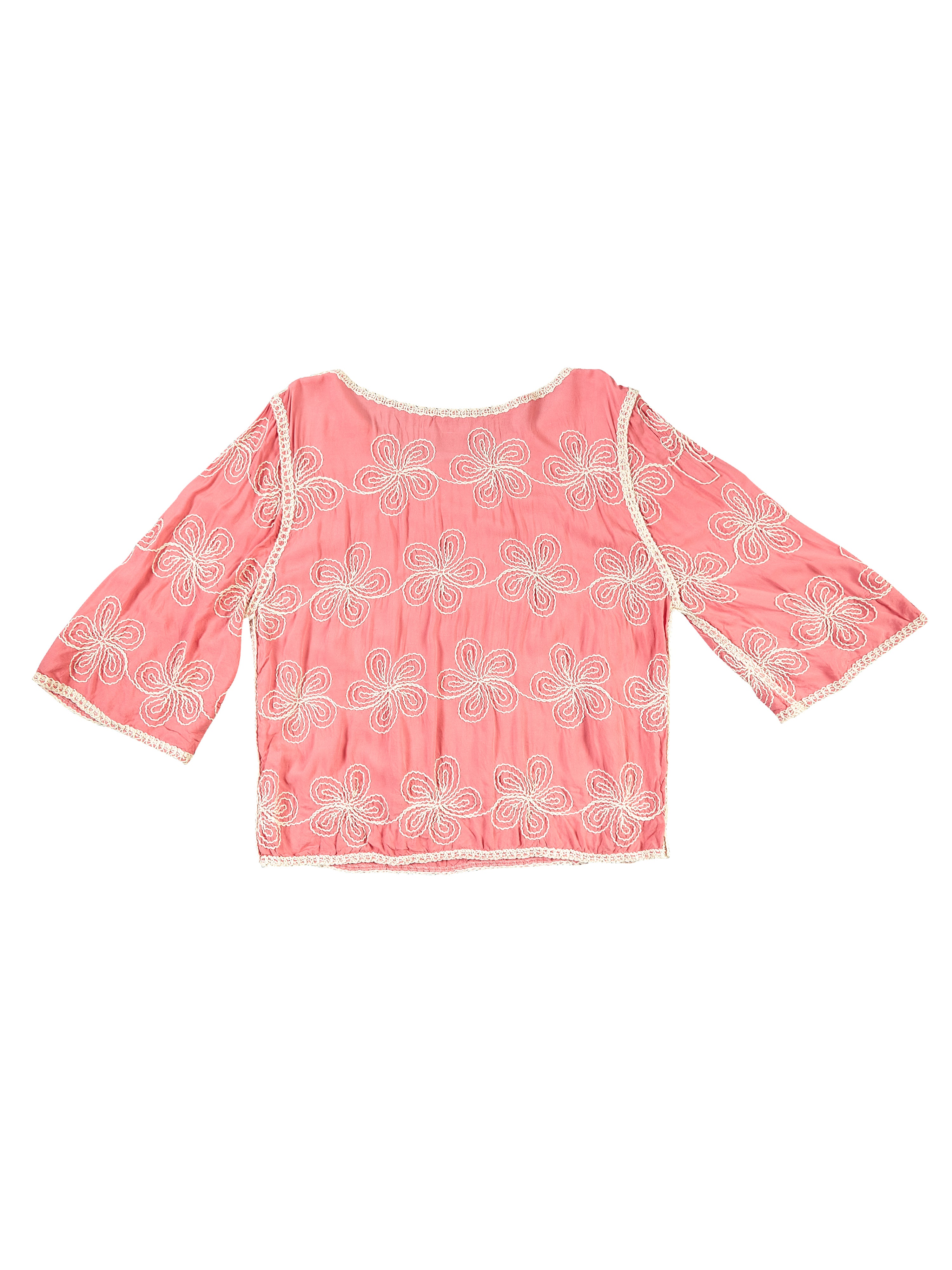 Astron – Crop Top with White Floral Embroidery